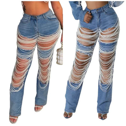 Kalenmos Women's High Waist Denim Jeans - Casual Wide Leg Summer Pants - Buy Center