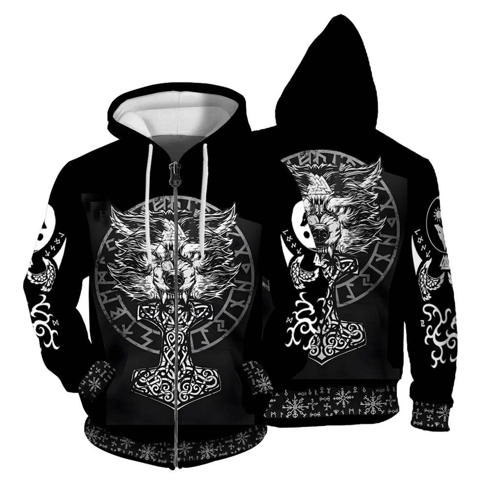 Autumn Hoodies for Men - Comfortable Skull Print Zip Sweatshirt - Buy Center