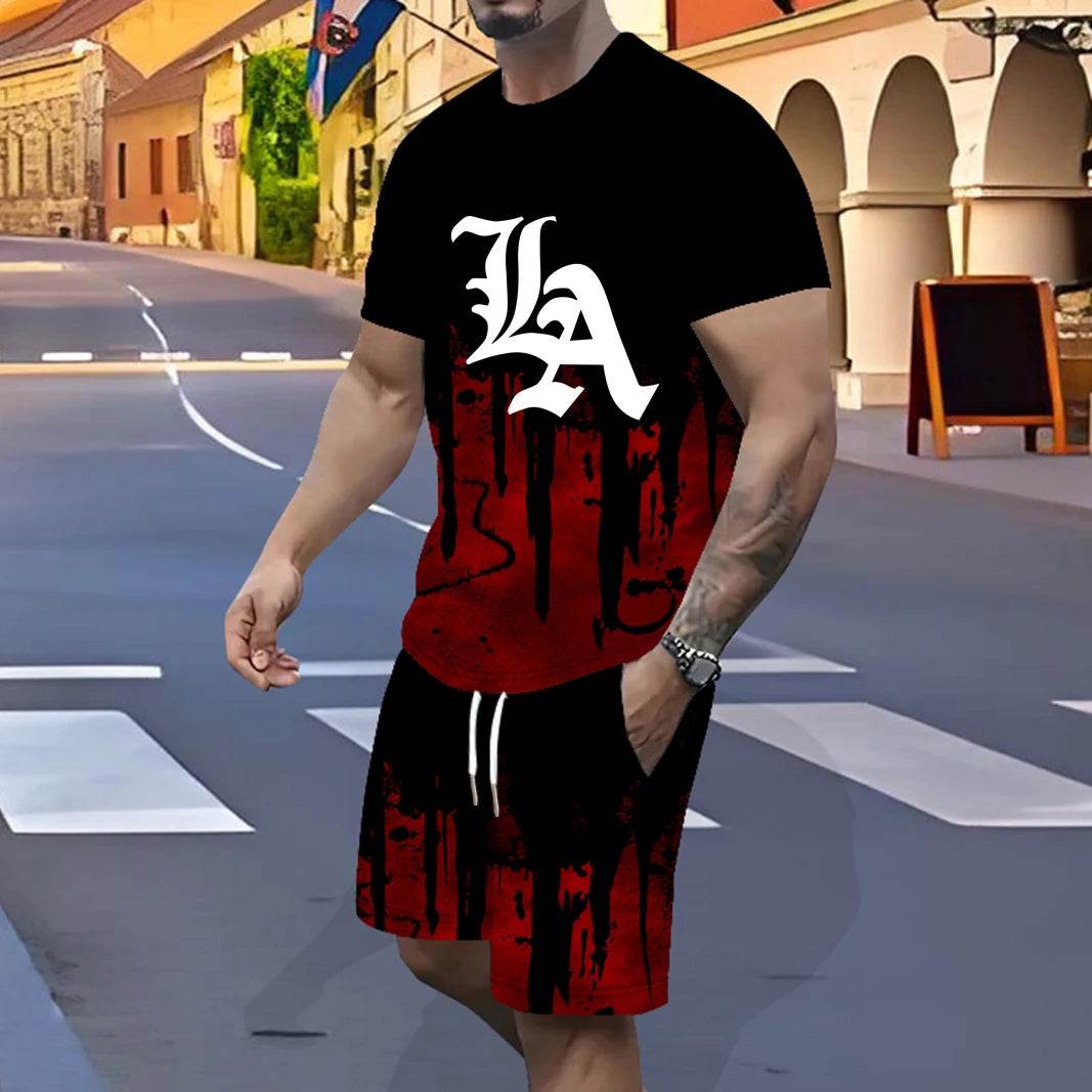 Men's Fast-Drying Sports Suit - 3D Gradual Change Polyester Design - Buy Center