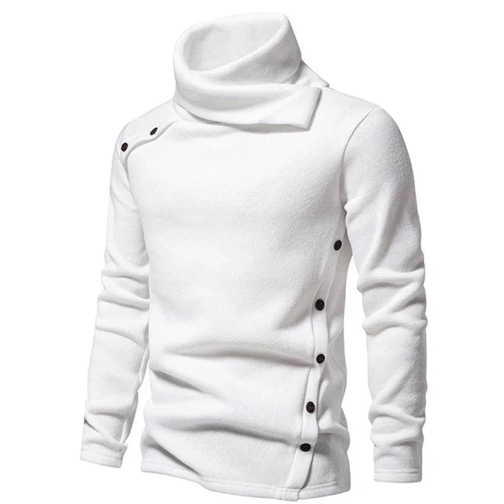 Autumn Winter Men Turtleneck Long Sleeve Sweater Korean Trend Solid Color Basic Shirt Knitted Button Design Pullover Man Clothes - Buy Center