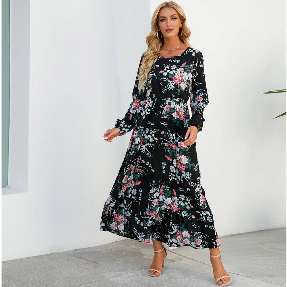 XIBUSANA Bohemian Chiffon Maxi Dress - Floral Print for Women - Buy Center