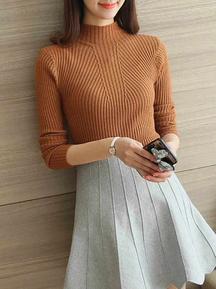 Women’s Turtleneck Sweater - Casual Ruffle Knit Pullover Top - Buy Center