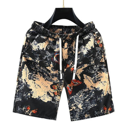Retro Men's Casual Beach Shorts - Oversized Knee Length with Print Design - Buy Center