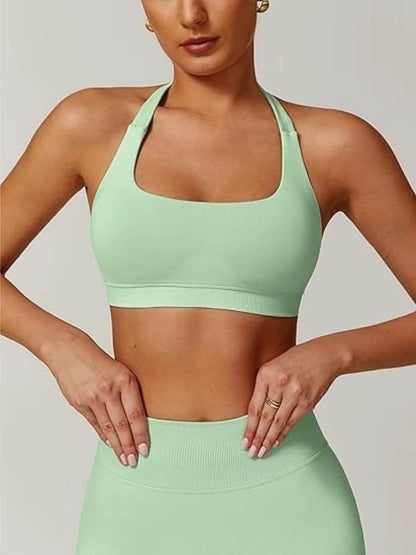 Women’s Summer Fitness Set - High Waist Yoga Shorts & Backless Bra - Buy Center