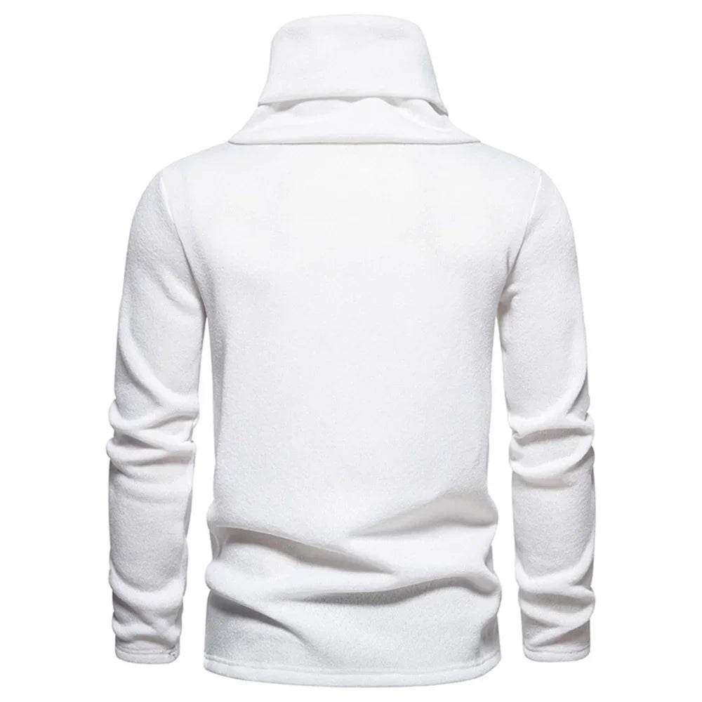 Autumn Winter Men Turtleneck Long Sleeve Sweater Korean Trend Solid Color Basic Shirt Knitted Button Design Pullover Man Clothes - Buy Center