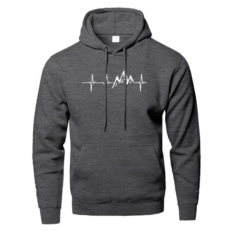 Mountain Heartbeat Hoodies - Casual Long Sleeve Sweatshirt for Teens - Buy Center