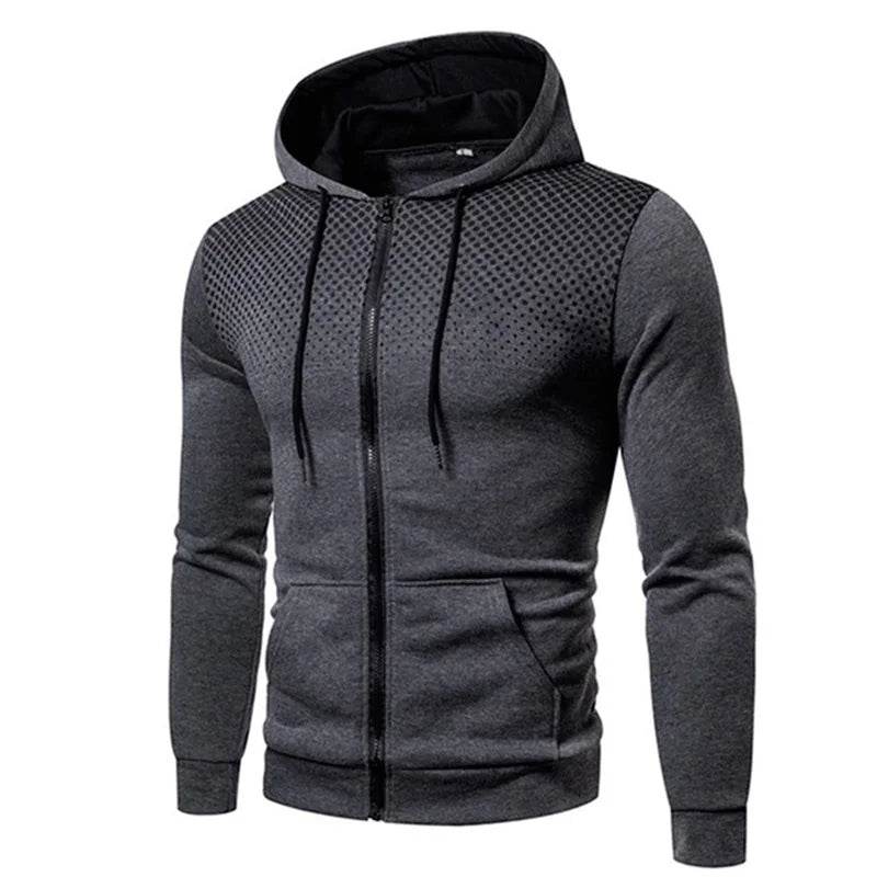 Men's Slim Fit Polka Dot Hoodie with Zipper Pocket - Casual Wear - Buy Center