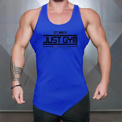 Muscleguys Men's Cotton Gym Tank Top - Breathable Irregular Hem Vest - Buy Center