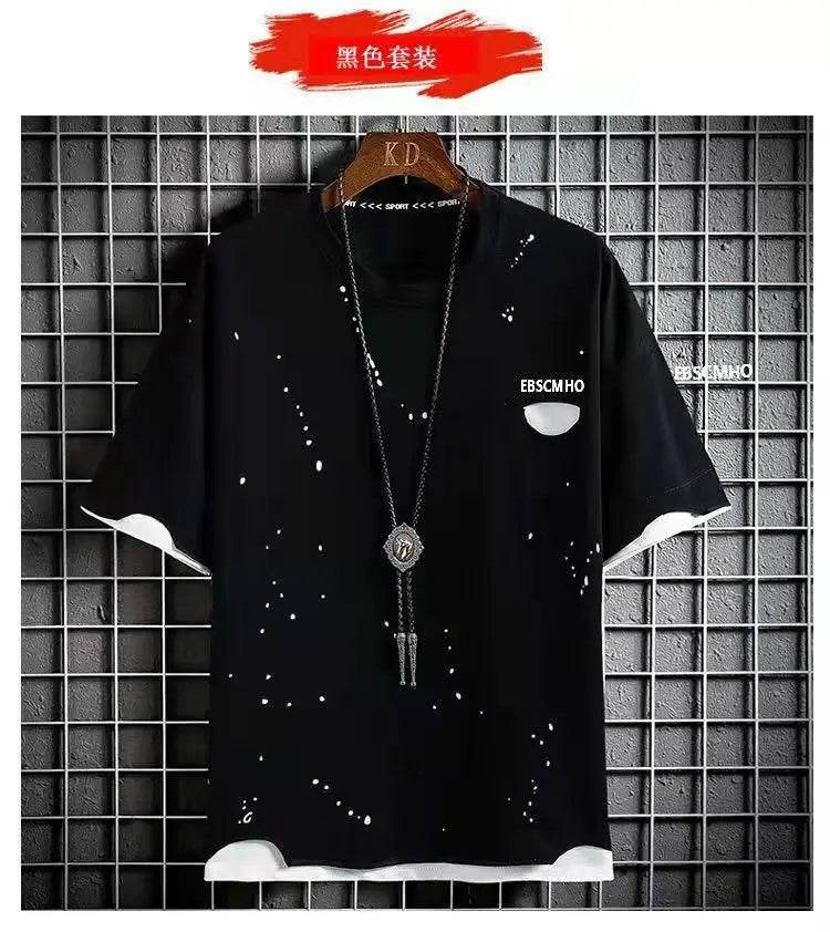 Plus Size 7XL Summer Men's Tracksuit - Casual Patchwork Set - Buy Center