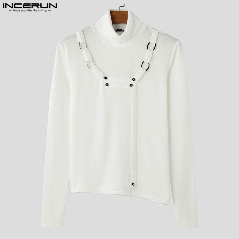 INCERUN 2024 Casual High Neck Sweater - Men's Solid Long Sleeves - Buy Center