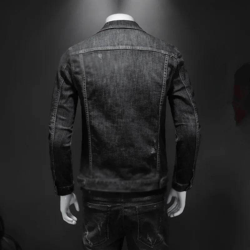 FAVOCENT Men's Denim Biker Jacket - Casual Turn Down Collar Outerwear - Buy Center