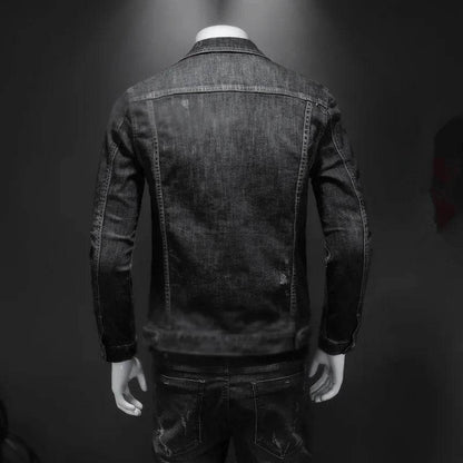 FAVOCENT Men's Denim Biker Jacket - Casual Turn Down Collar Outerwear - Buy Center