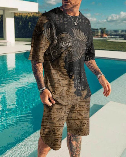 Men's Summer 3D Printed Tracksuit Set - Casual Eagle Design - Buy Center