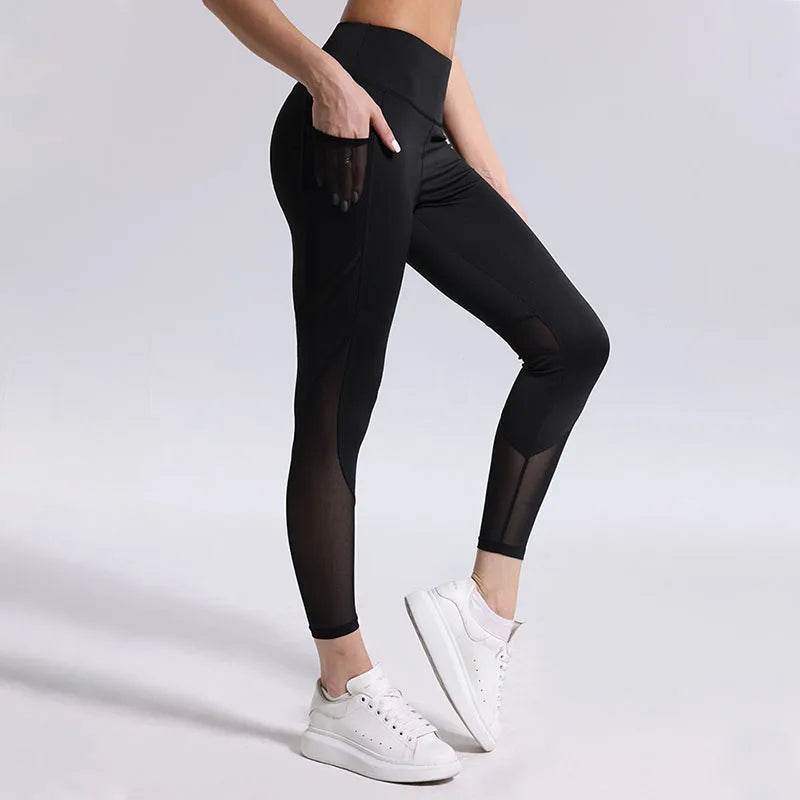 Women's High Waist Yoga Pants - Breathable Mesh Leggings for Fitness - Buy Center