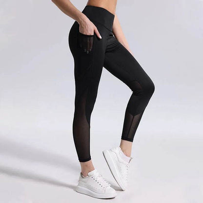 Women's High Waist Yoga Pants - Breathable Mesh Leggings for Fitness - Buy Center