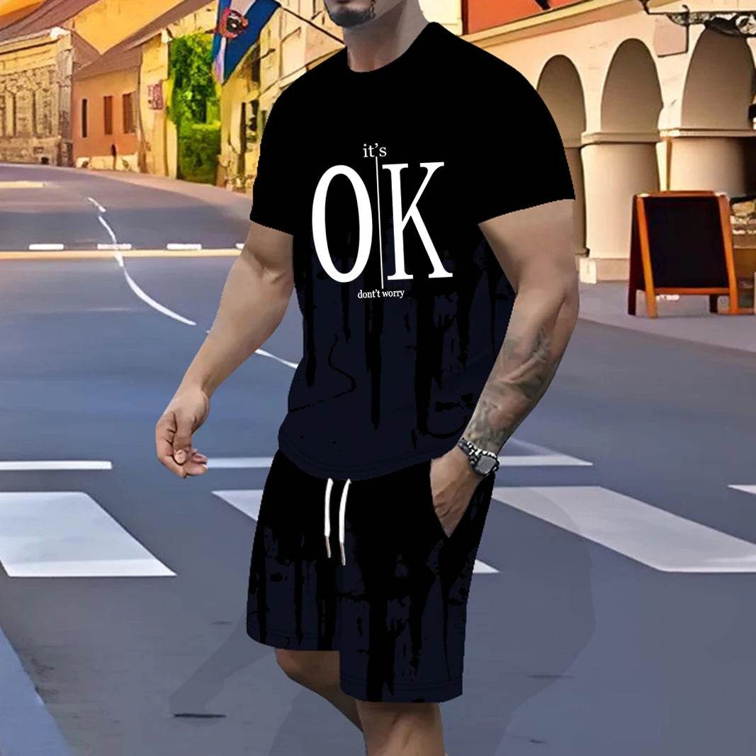 Men's Fast-Drying Sports Suit - 3D Gradual Change Polyester Design - Buy Center