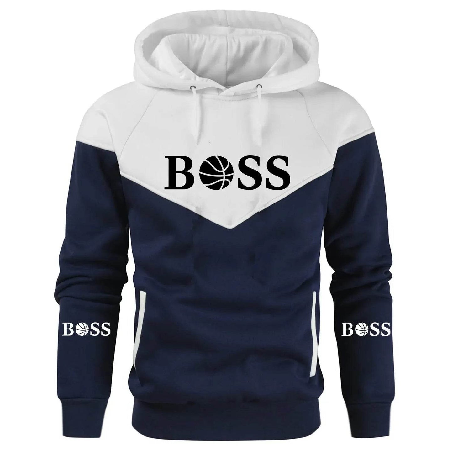 Men's Patchwork Hoodie - Fleece Thermal Sportswear for Fall Winter - Buy Center