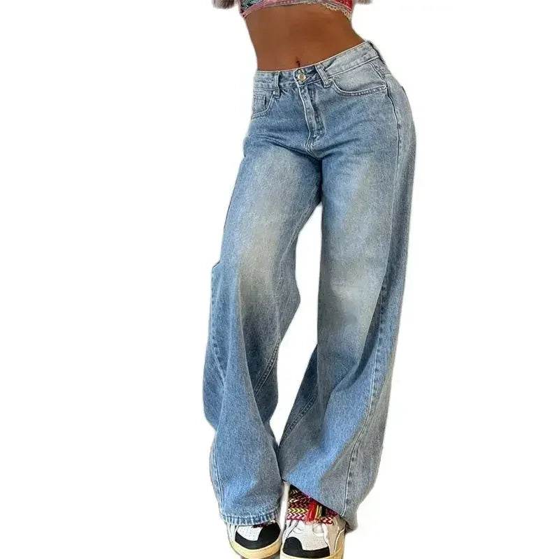 Soniaox Vintage High Waist Jeans - Women's Loose Fit Denim Trousers - Buy Center
