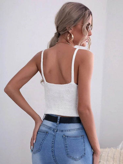 Elegant Solid Color Camisole - Summer Knitted Sweater for Women - Buy Center