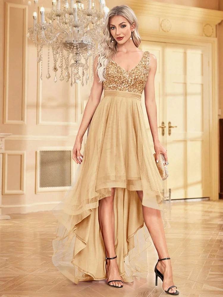 BluePlum Sleeveless Sequin Evening Dress - Formal Floor-Length Gown - Buy Center