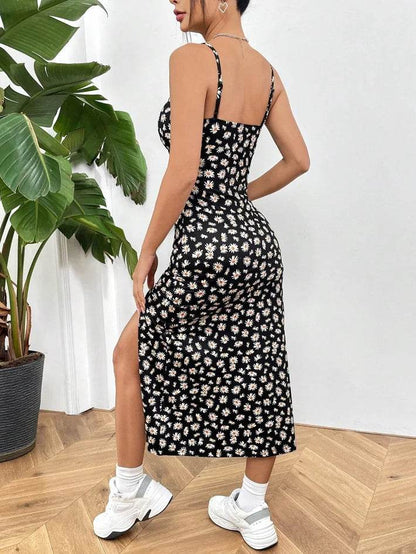 Elegant Strapless Maxi Dress - Daisy Leopard Print for Spring - Buy Center