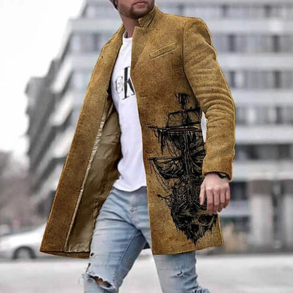 Men's Spring Woolen Trench Coat - Casual Street Style with Pockets - Buy Center