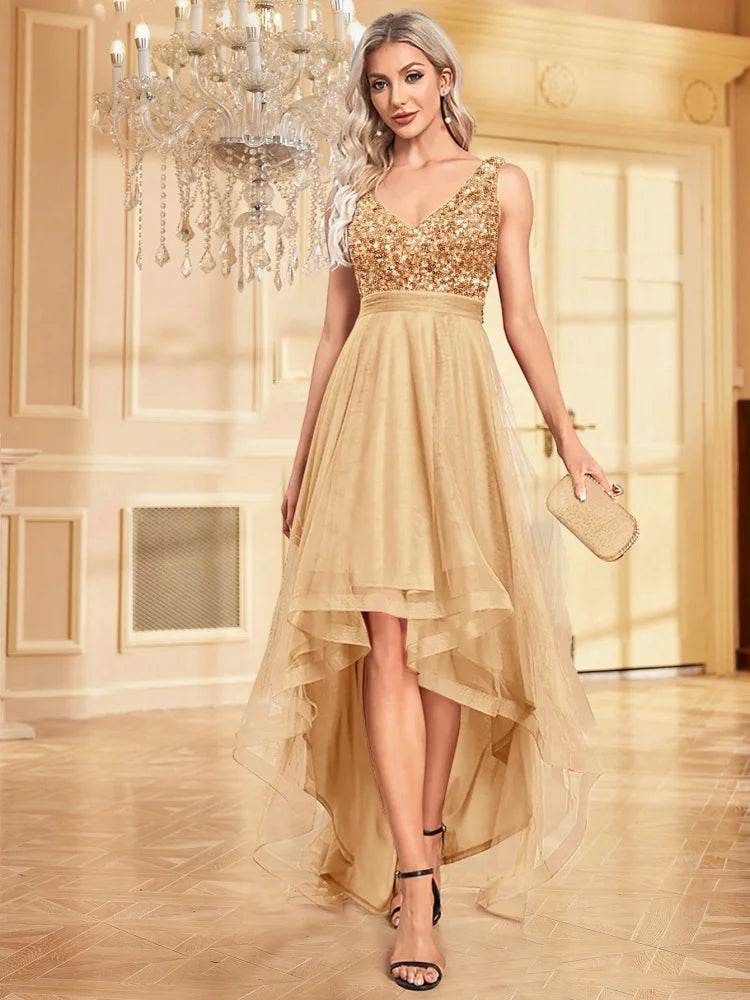 BluePlum Sleeveless Sequin Evening Dress - Formal Floor-Length Gown - Buy Center