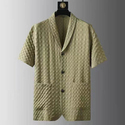 2024 Men's Casual Two-Piece Set - Short Sleeve Ice Silk Suit - Buy Center