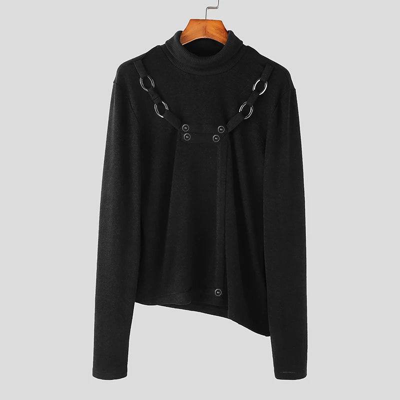 INCERUN 2024 Casual High Neck Sweater - Men's Solid Long Sleeves - Buy Center