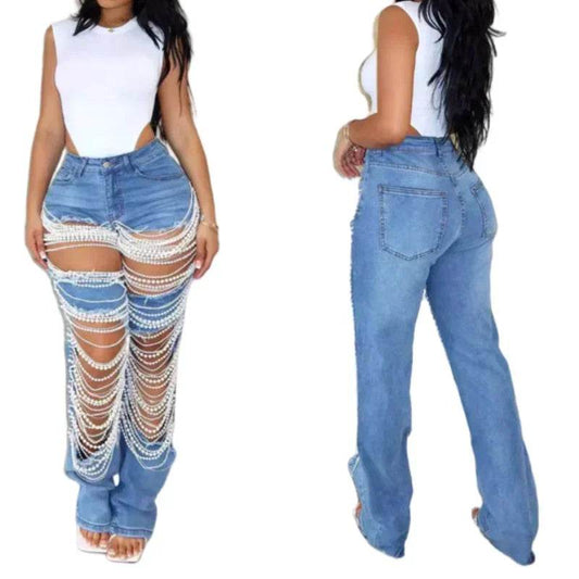 Kalenmos Women's High Waist Denim Jeans - Casual Wide Leg Summer Pants - Buy Center
