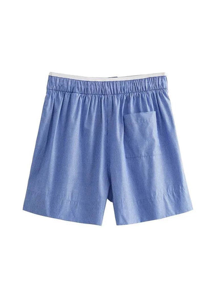 TRAFSHE Women's Fashion Set - Striped Shirt & High Waist Shorts - Buy Center