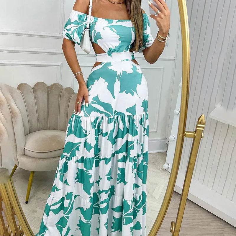 2024 Summer Women's Maxi Dress - Slim Fit, Off-Shoulder Design - Buy Center