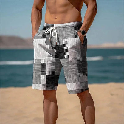MCDV Men's Swim Trunks - Drawstring, Breathable Retro Patchwork Shorts - Buy Center