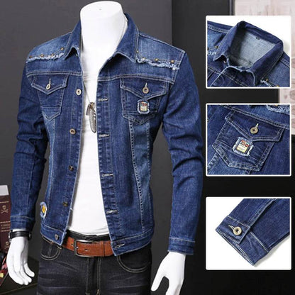 Embry Loor Men's Denim Jacket - Stylish Blue & Black Outerwear for Autumn - Buy Center