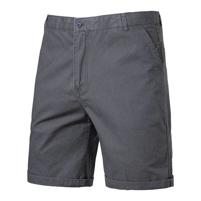 GQXAON Men's Solid Color Cotton Knee Shorts - Casual Bermuda Style - Buy Center