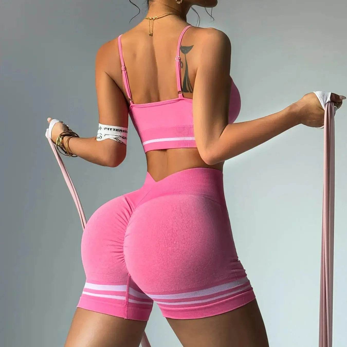 Women’s Outdoor Sports Set - V Back Bra and Shorts for Yoga - Buy Center