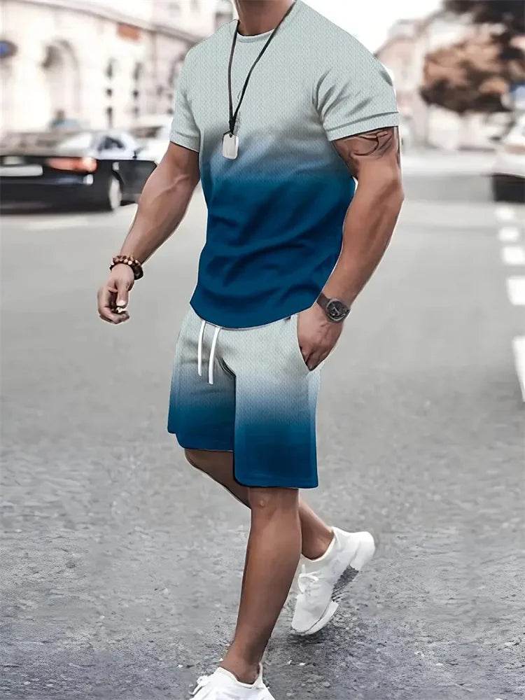 Men's Casual T-Shirt and Shorts Set - Short Sleeve Beach Style - Buy Center