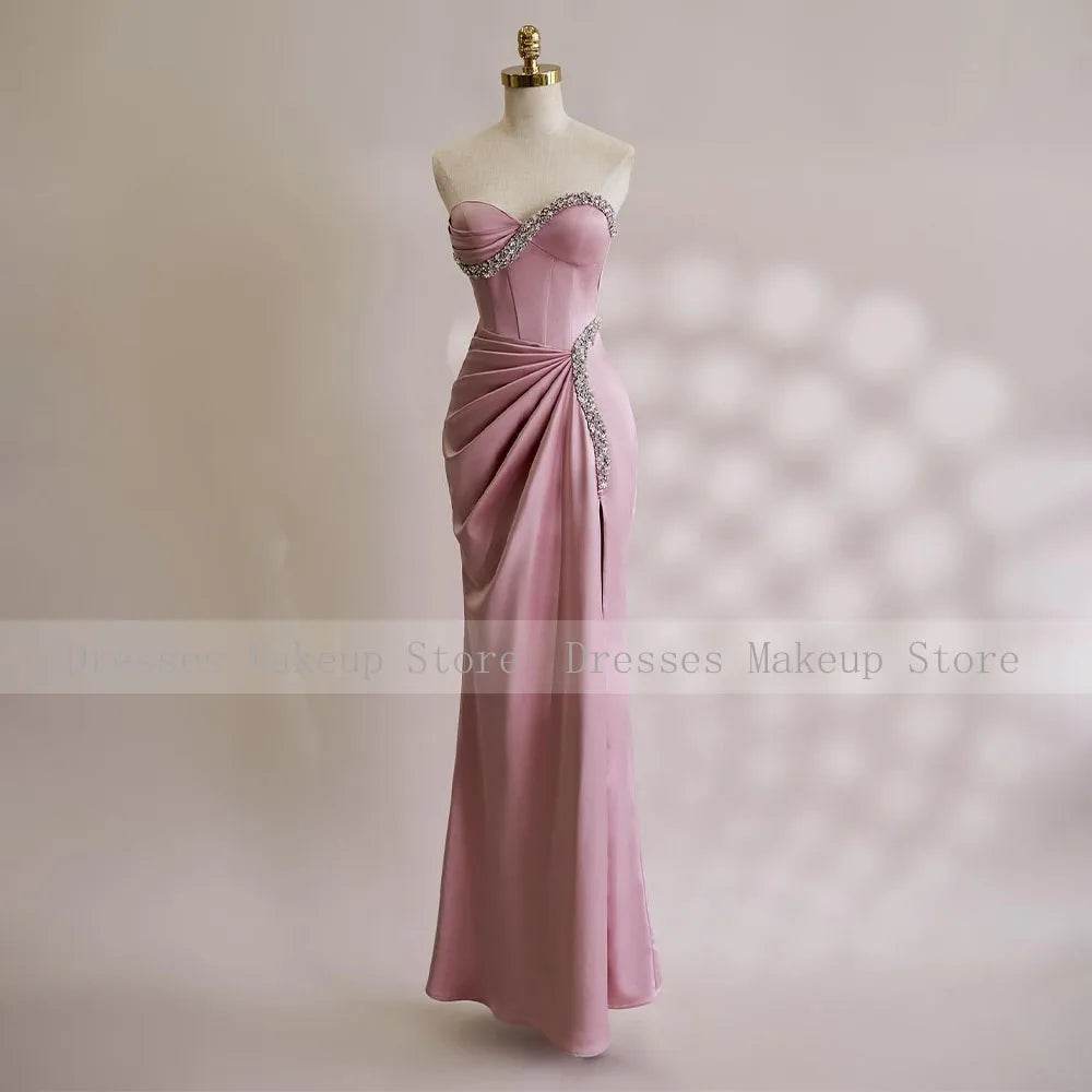 Elegant Pink Mermaid Prom Dress - Crystal Sweetheart Off Shoulder - Buy Center