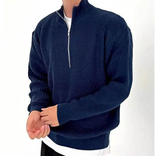 American Fashion Korean Style Half Zipper Sweater - Versatile and Casual - Buy Center