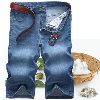 Plus Size Calf Length Denim Shorts for Men - Classic Straight Fit - Buy Center