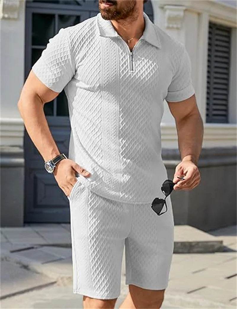KUXEECOOL Men's Casual Polo Shirt & Shorts Set - Summer Style - Buy Center