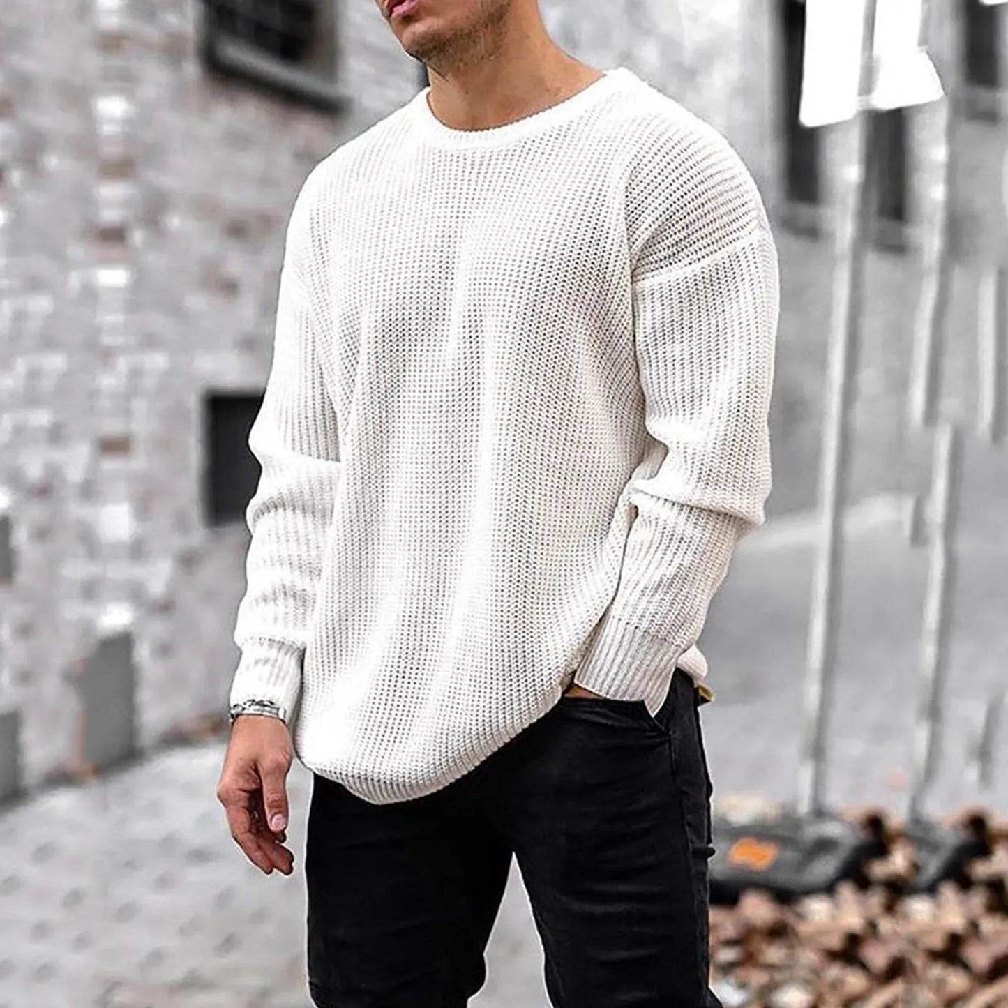 Eillysevens Men's Casual Pullover Sweater - Autumn Winter Solid Cotton - Buy Center