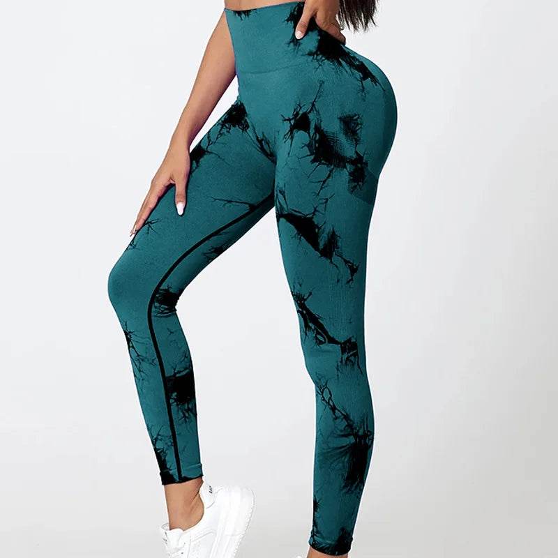 Sexy High Waist Yoga Leggings - Tie-Dye Seamless Fitness Tights - Buy Center