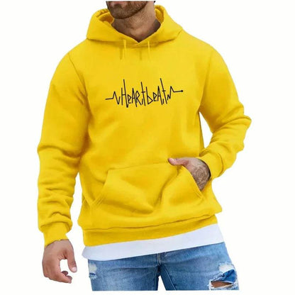 Men's Casual Fleece Hoodie - Heartbeat Line Printed Sportswear - Buy Center