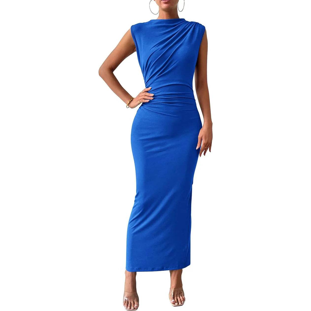 MODX Plus Size Elegant Ruched Bodycon Dress - Sleeveless & Stretchy - Buy Center