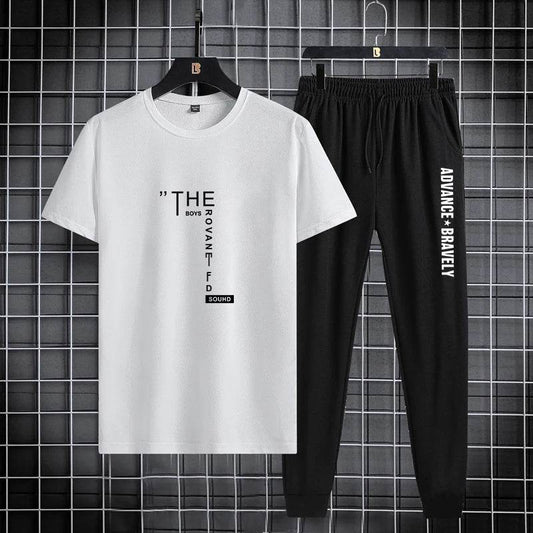 Trendy Men's Sports Suit Set - Breathable T-Shirt & Leggings - Buy Center