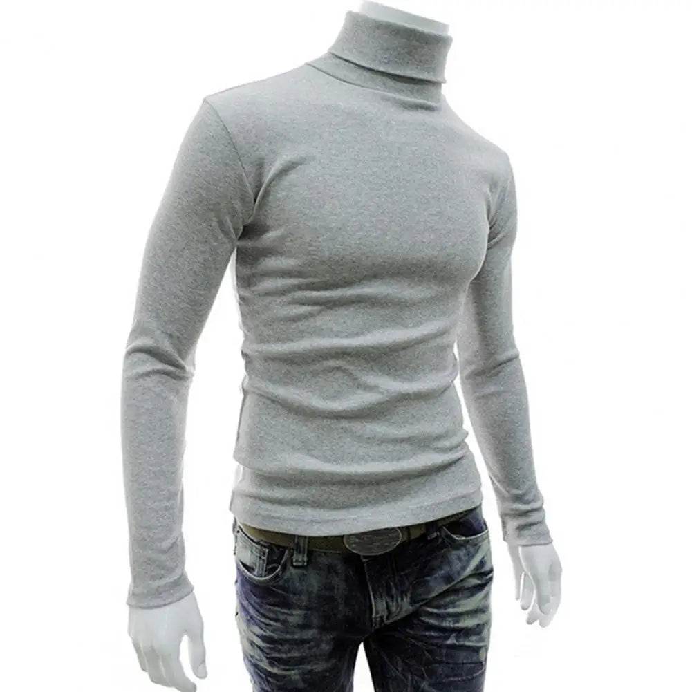 SANWOOD Men's Long Sleeve Pullover - Solid Color Stretchy Knitted Top - Buy Center
