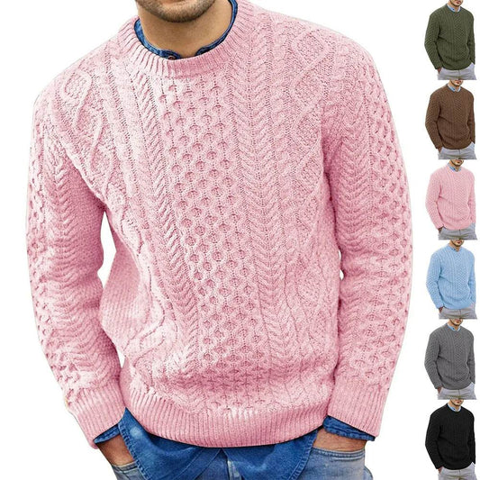 Pink Sweater Men's 2024 Autumn Winter New Pure Color Pullover Knitted Sweater Menwear Fashion Large Size Male Clothing - Buy Center