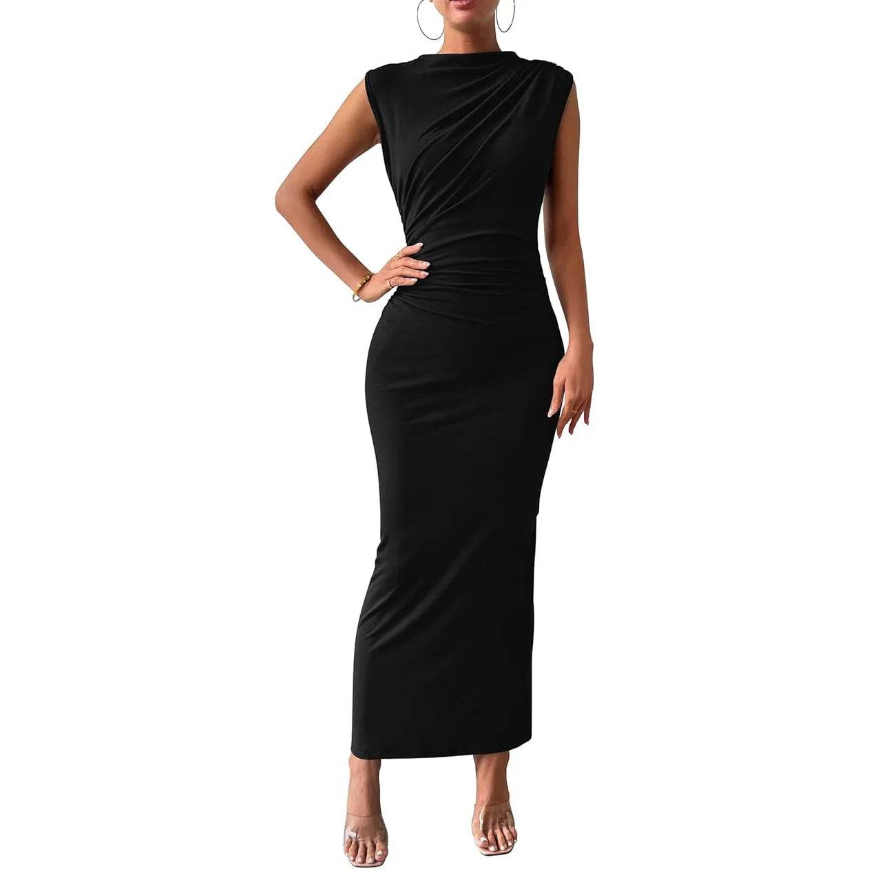 MODX Plus Size Elegant Ruched Bodycon Dress - Sleeveless & Stretchy - Buy Center