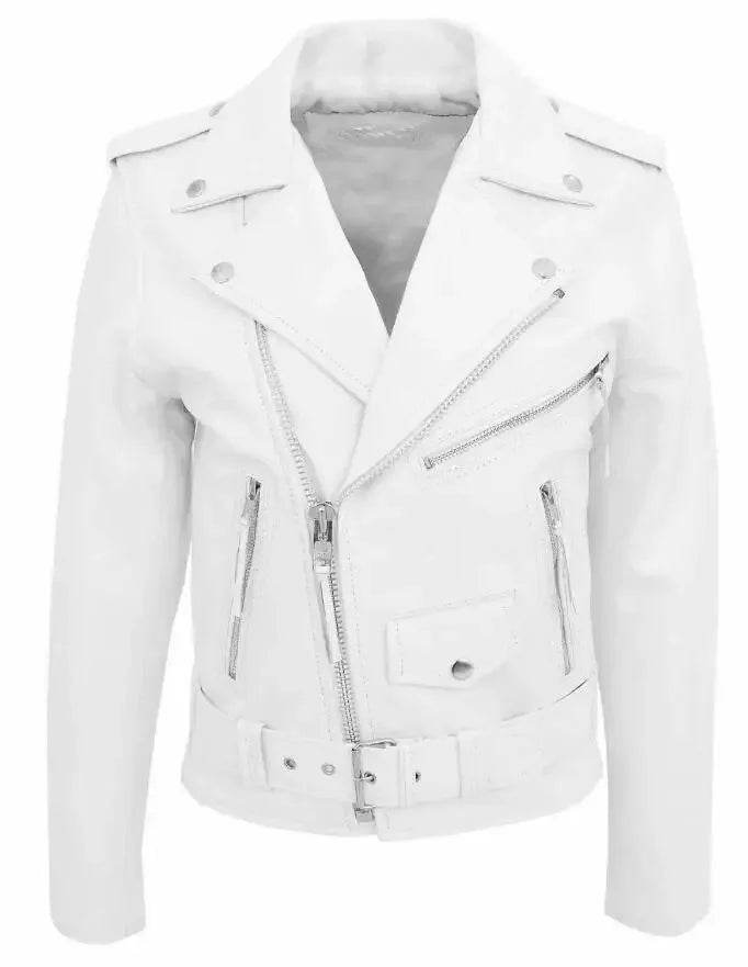 Men's White Faux Leather Jacket - Casual Long Sleeve Turn-down Collar - Buy Center